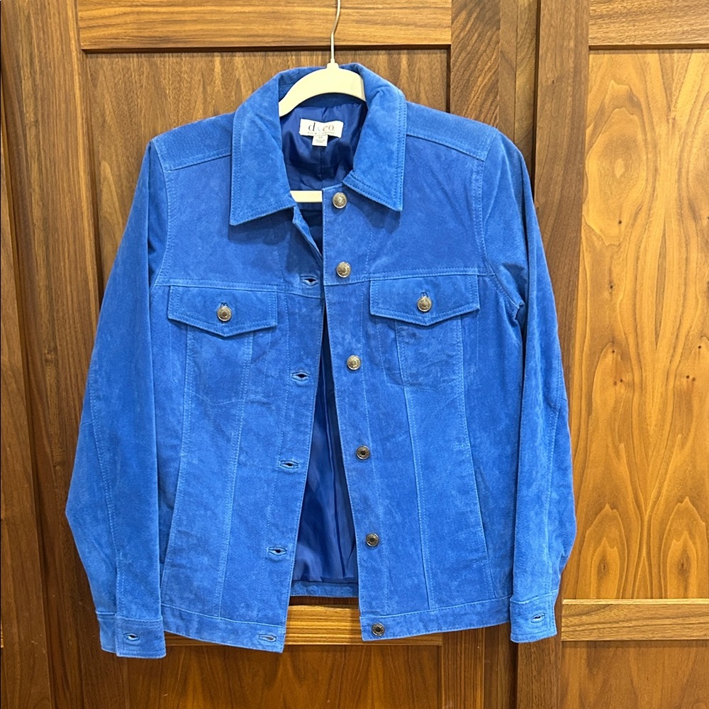 Blue leather jacket